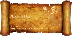 Mick Zita névjegykártya